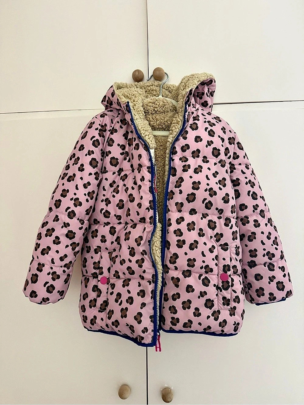 Mini Boden Kids Leopard Print Reversible Jacket NWOT Size 6-7